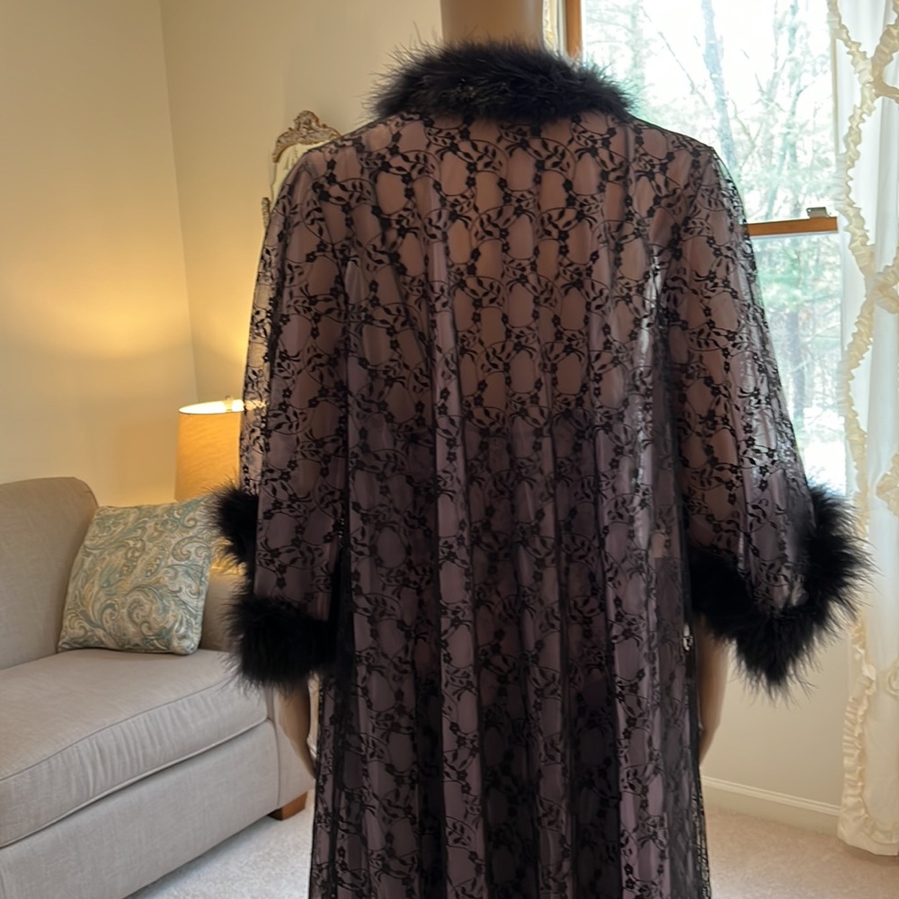Fabulous Vintage Jenelle of California Lingerie Set, Gown/Jacket with Feathers L - Picture 4 of 12